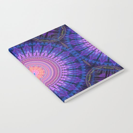 Scratchy mandala with tribal patterns and little flowers Notebook