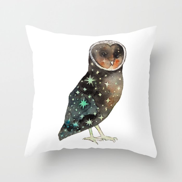 Sparkling Night Black Barn Owl Throw Pillow By Jesschampagne Society6