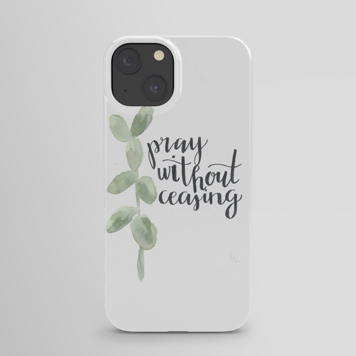 pray without ceasing // watercolor bible verse leaf iPhone Case