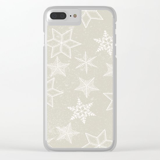 Snowflakes on beige background Clear iPhone Case