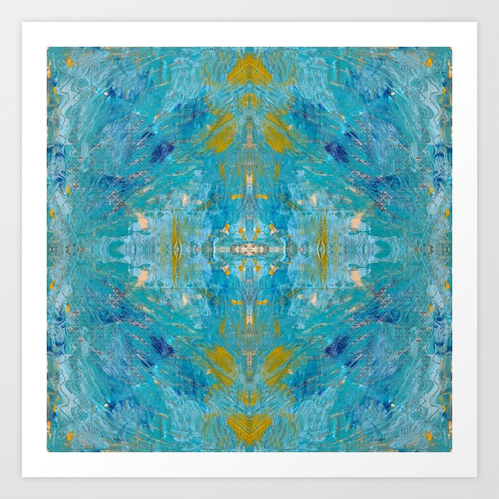 Saint Ives Blue Art Print | Painting, Pattern, Acrylic, Abstract, Blue, Teal