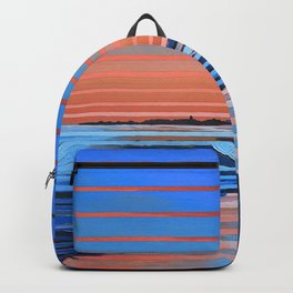 Hendry's Beach Sunset Backpack | Santabarbara, Goleta, Sea, Blue, Lightblue, Linearlandscapes, Beach, Water, Orange, Pink 