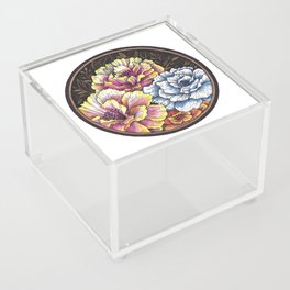 flowers / circle / olha chubay / black / drawing Acrylic Box