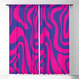 Psychedelic Liquid Swirl in Iridescent Blue + Hot Pink Blackout Curtain