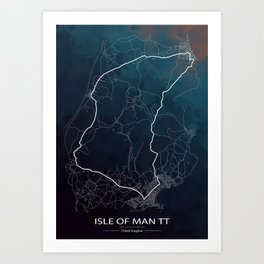 Isle of Man TT Race Track Map Art Print