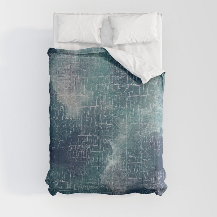 Abstract Grunge in Teal and Navy Comforter
