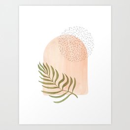 Abstract arch and palm leaf Art Print