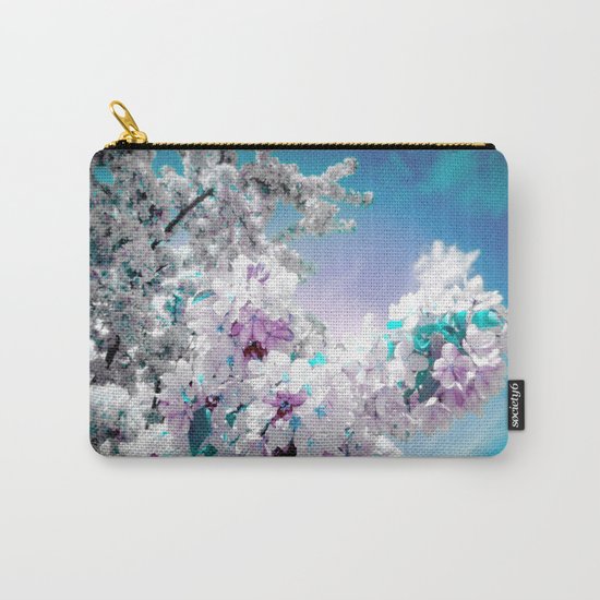 Flowers Lavender Turquoise Aqua Blue Carry-All Pouch