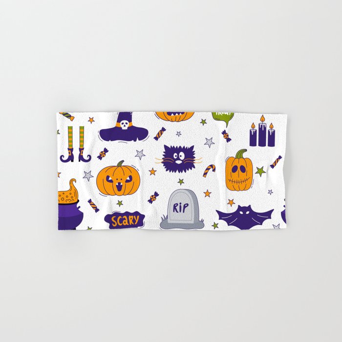 Halloween Seamless Pattern Hand & Bath Towel