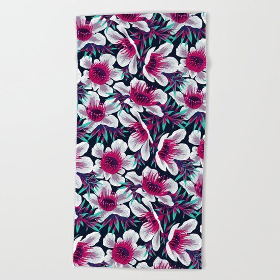 Manuka Floral Print - Light Beach Towel