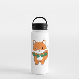 Fox With Shamrocks Cute Animals For Luck Water Bottle