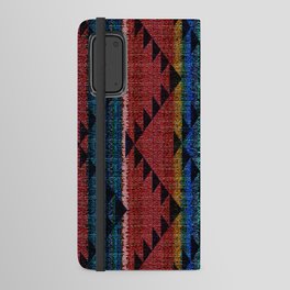 Tribal Pattern on Rustic Coarse Weave Look Colorful Stripes Android Wallet Case