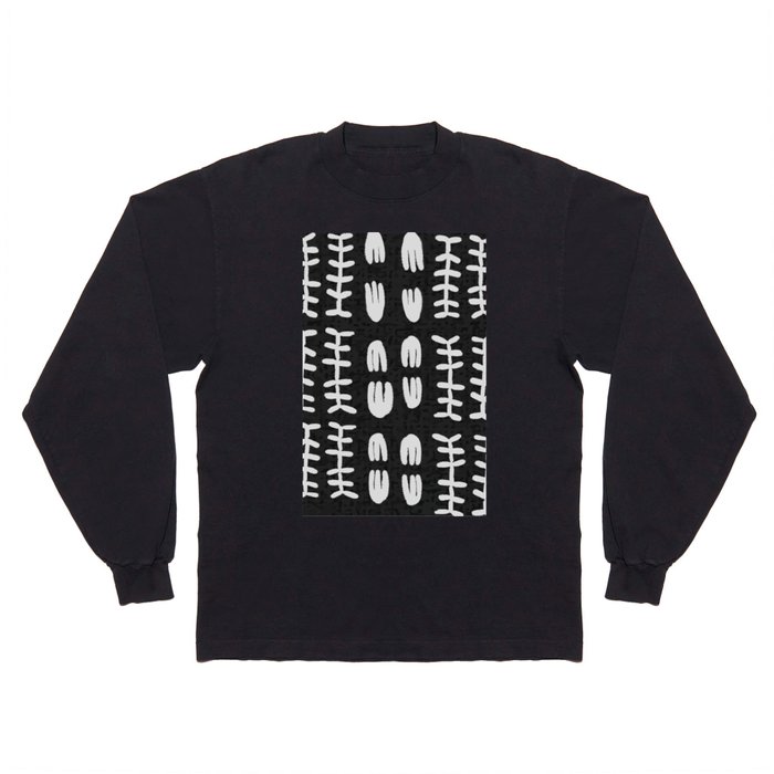 ethnic pattern vintage black and white_2 Long Sleeve T Shirt