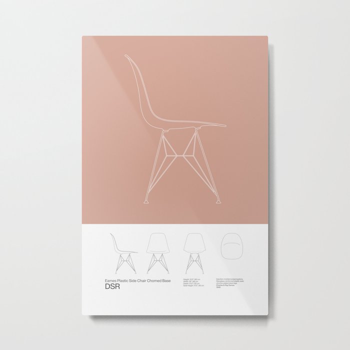 Eames DSR Chair Poster Mid Century Design - Minimal Design - Charles and Ray Eames - Mad Men Metal Print
