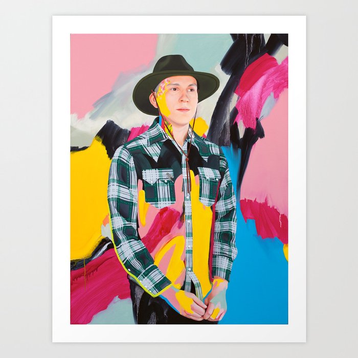 Brian with pink, blue and yellow Art Print