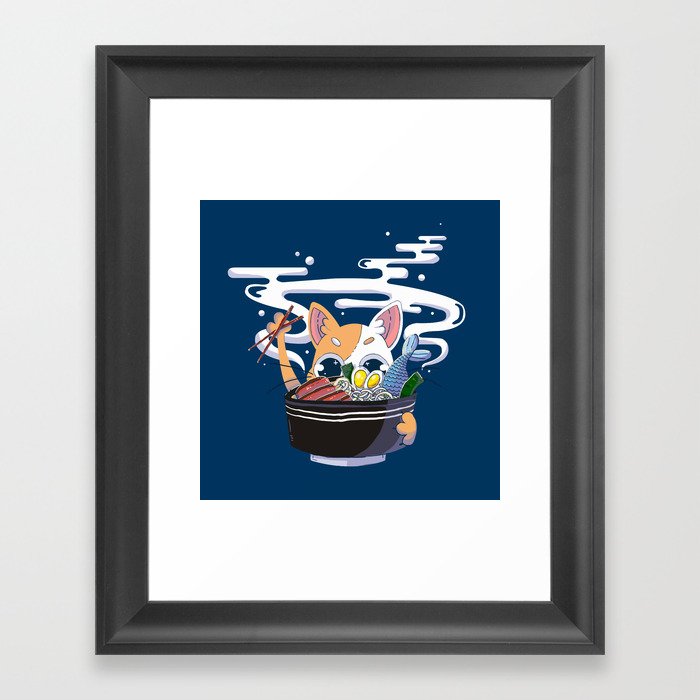 Ramen cat Framed Art Print