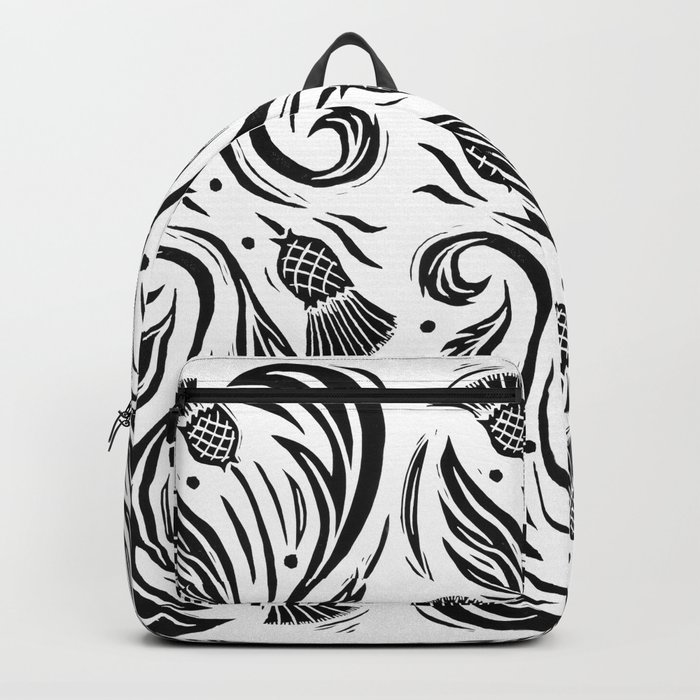 Thistles - Black and White Pattern Backpack