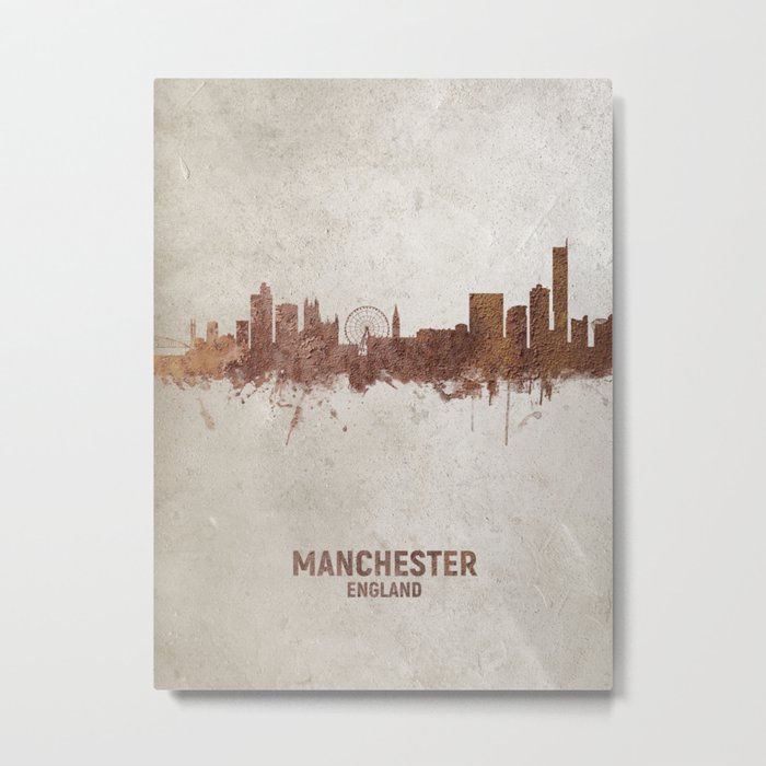 Manchester England Rust Skyline Metal Print