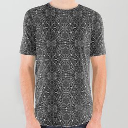 Liquid Light Series 37 ~ Grey Abstract Fractal Pattern All Over Graphic Tee