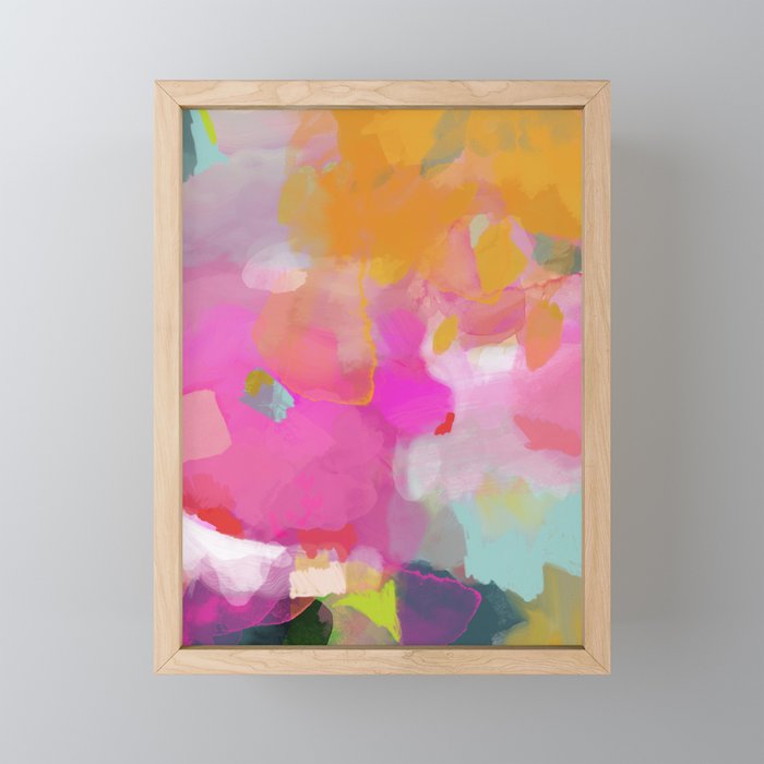 pink sun clouds abstract Framed Mini Art Print