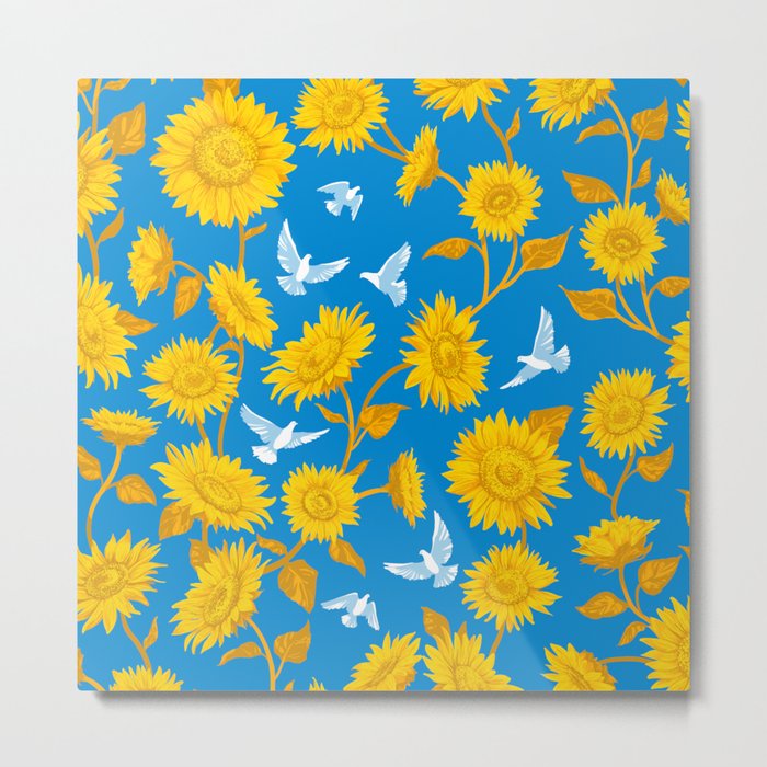 Sunflowers floral. For Ukraine. Metal Print