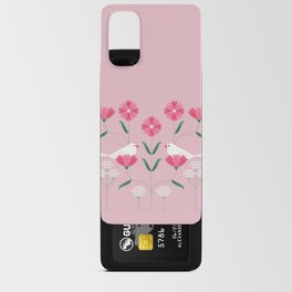 Pink flower and white java finch Android Card Case