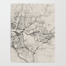 Santa Clarita USA - City Map - Black and White Aesthetic Poster