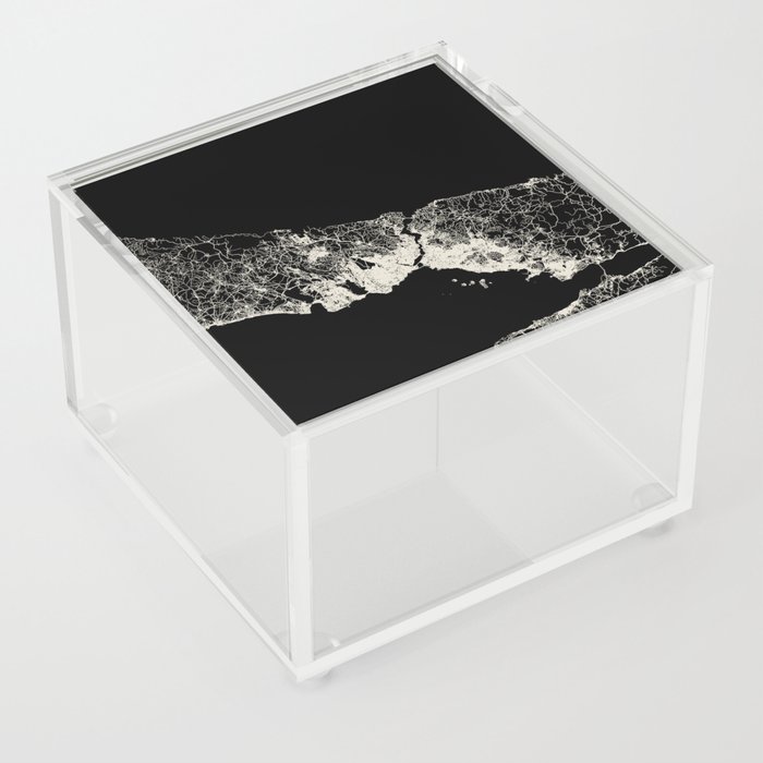 Istanbul, Turkey - Black and White City Map - Aesthetic Acrylic Box