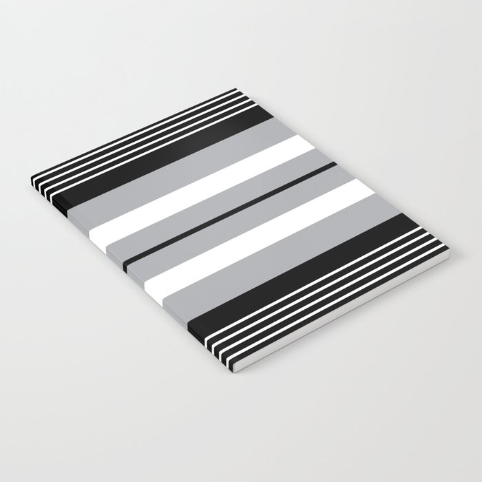 Classic black , gray and white stripes pattern Notebook