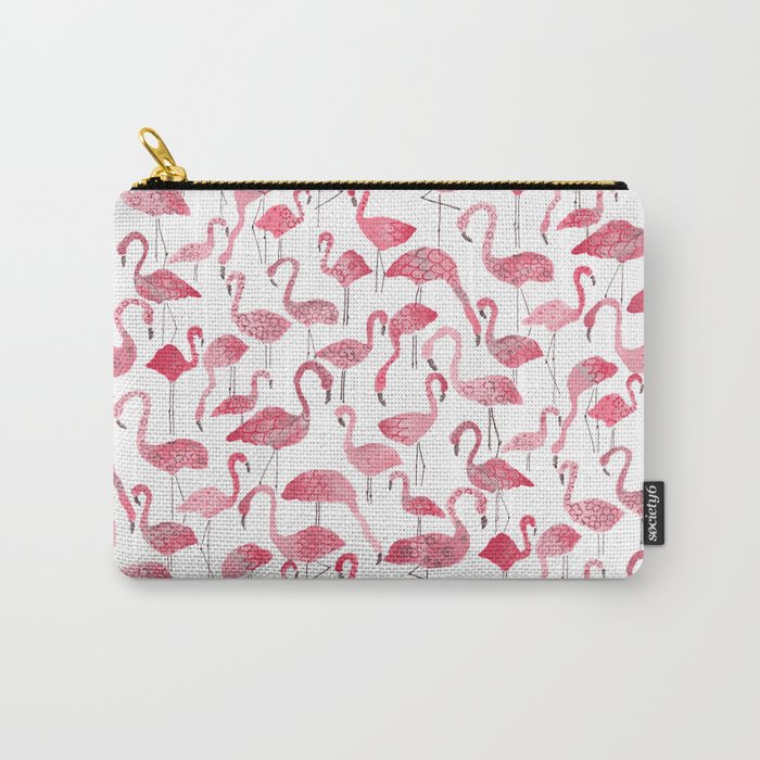 Tropical pink watercolor abstract floral flamingo Carry-All Pouch