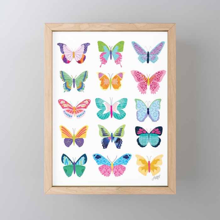 Colorful Butterflies  Framed Mini Art Print