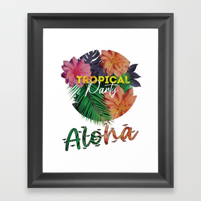 Tropical Party, Aloha Hawaii Palm Tree Hawaiian Beach Framed Art Print