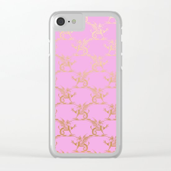 Princess like I - Gold glitter effect lion pattern on pink background #Society6 Clear iPhone Case