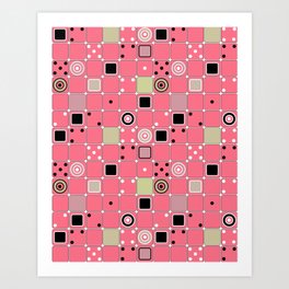 Geometrical abstract pattern Art Print | Pattern, Aplaid, Bright, Entertainment, Marsh, Cage, Plaid, Pink, Geometric, Olive 
