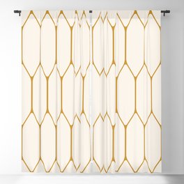 Long Honeycomb - Minimalist Geometric Pattern in Cream and Dark Mustard Blackout Curtain
