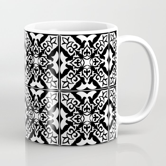 Moroccan Tile Pattern in Black and White Coffee Mug