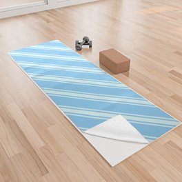 [ Thumbnail: Light Sky Blue and Light Cyan Colored Lines Pattern Yoga Towel ]