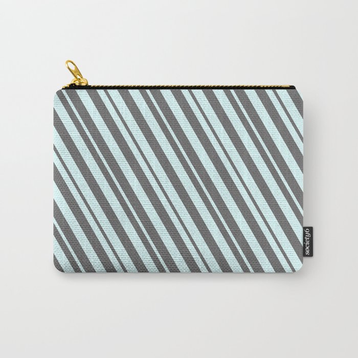 Light Cyan and Dim Grey Colored Lines/Stripes Pattern Carry-All Pouch
