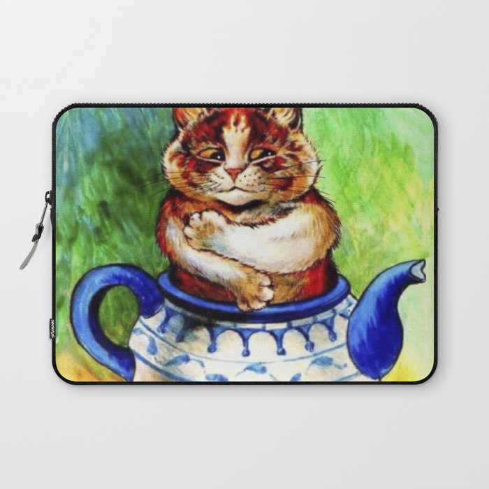 Louis Wain Cats In The Teapot Cat Laptop Sleeve
