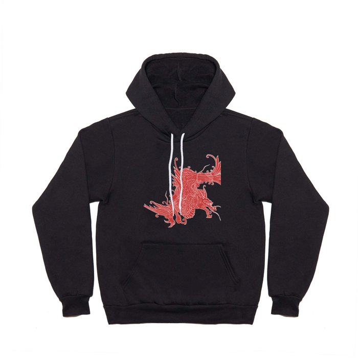 Asian Dragon on Black Floral Hoody