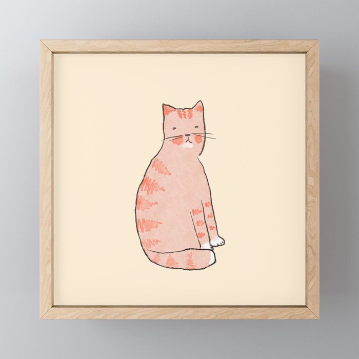 Orange cat Framed Mini Art Print