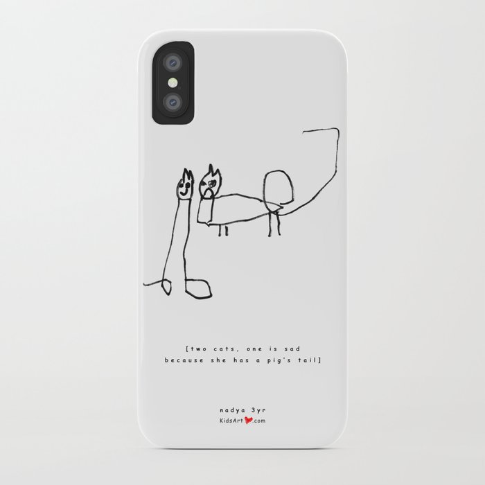 [two cats, one is sad because she has a pig's tail] - nadya 3 yr iPhone Case