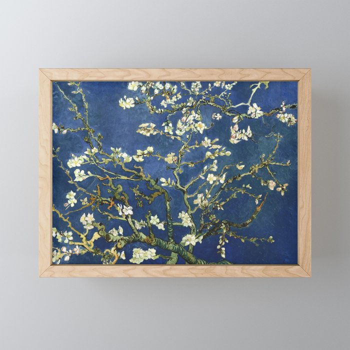 Almond Blossom - Vincent Van Gogh (dark blue) Framed Mini Art Print