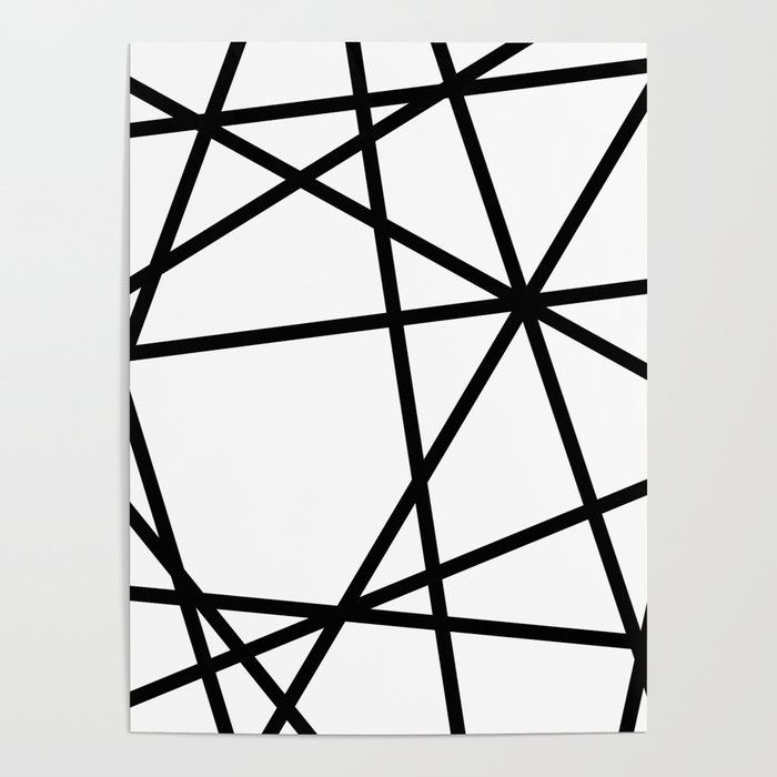 Black Lines - withe Triangles geometric Poster