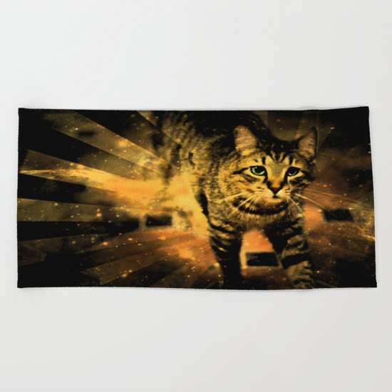Cat Fire Of The Crossing Oblivion Beach Towel