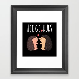 Cute Hedgehog Hugs Animal Hearts Valentines Day Framed Art Print