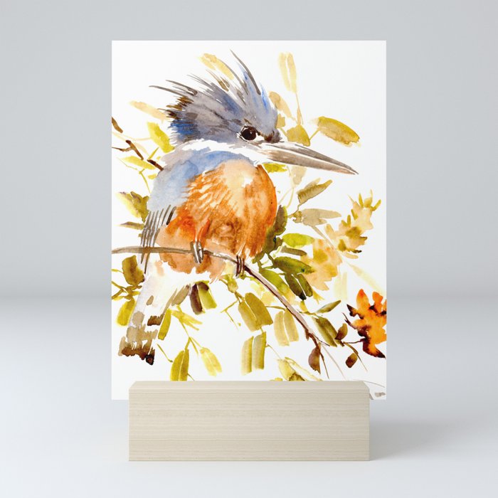 Belted Kingfisher home decor Mini Art Print