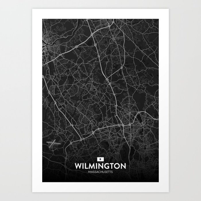 Wilmington, Massachusetts, United States - Dark City Map Art Print