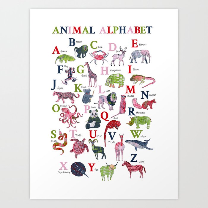 Animal Alphabet Poster / A-Z Animals Art Print by Kathryn Churn Designs