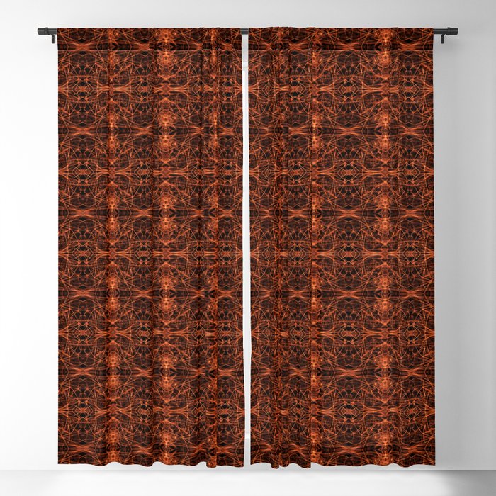 Liquid Light Series 49 ~ Orange Abstract Fractal Pattern Blackout Curtain